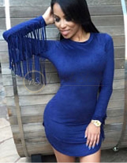 Rochie Albastra cu Franjuri LC22488B3